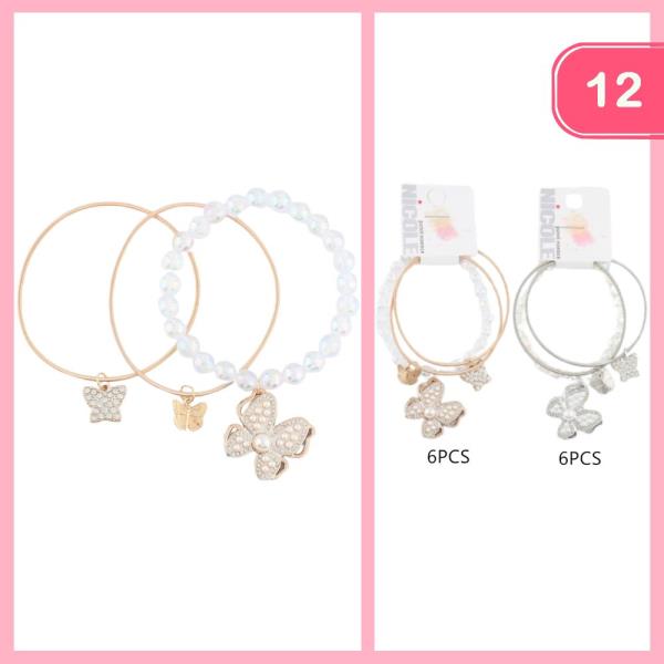 PEARL BUTTERFLY STACKABLE BRACELET (12 UNITS)