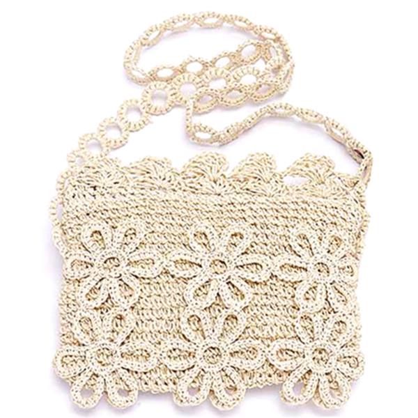STRAW HANDMADE FLOWER CROSSBODY BAG