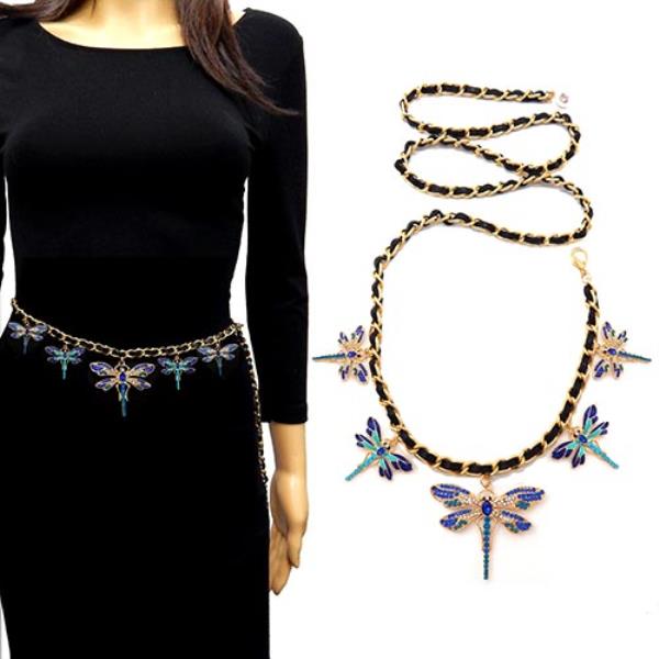 CHAIN BELT WITH  DRAGONFLY CHARM DANGLING