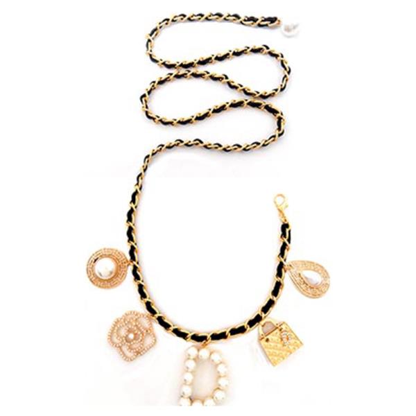 CHAIN BELT WITH CHARM CHUNKY STONE "D"