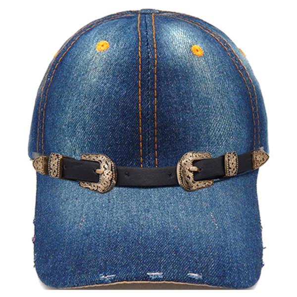DENIM CAP WITH BELT BUCKLE