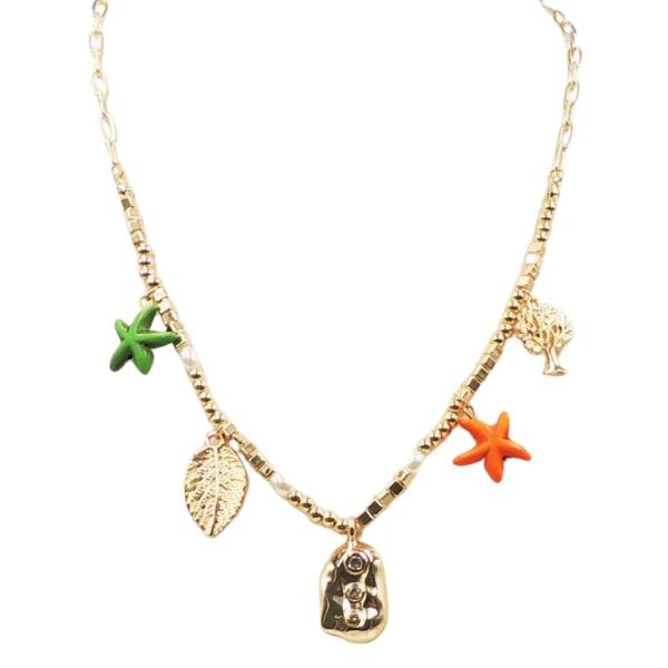 SEA LIFE SHELL STARFISH MULTI CHARM NECKLACE