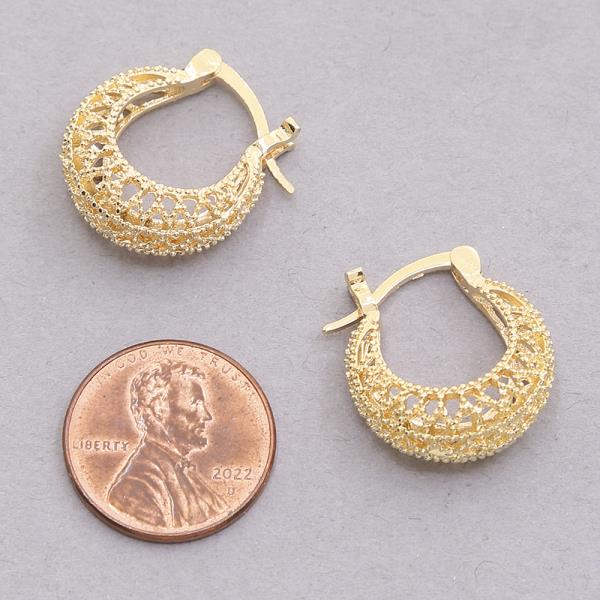 TEXTURED METAL TEARDROP FILIGREE DANGLE HOOK EARRINGS