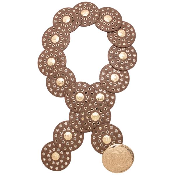 Y2K FAUX LEATHER ROUND CONCHO METAL ACCENTED STATEMENT WESTERN BELT