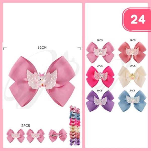 RIBBON BOW HAIR PIN (12 UNITS)