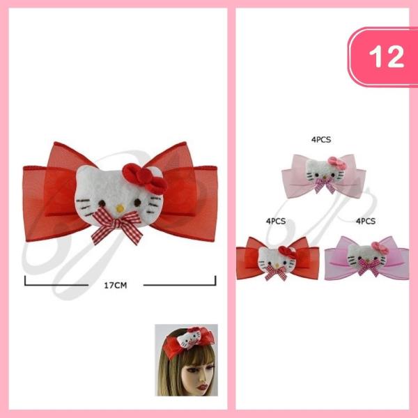 NYLON HAIR BOW PIN (12 UNITS)