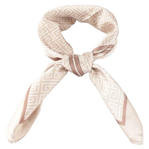 GREEK KEY CHAIN PATTERN SILKY BANDANA NECK SQUARE SCARF