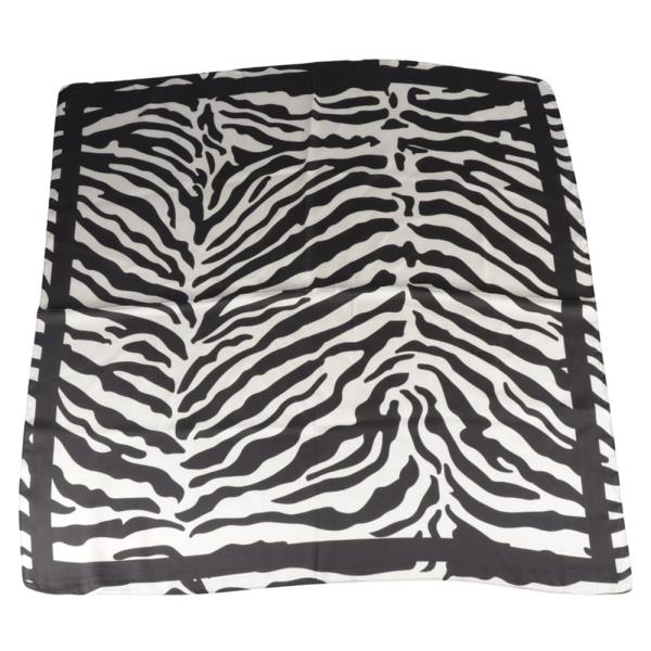 ZEBRA PATTERN SILKY BANDANA NECK SQUARE SCARF