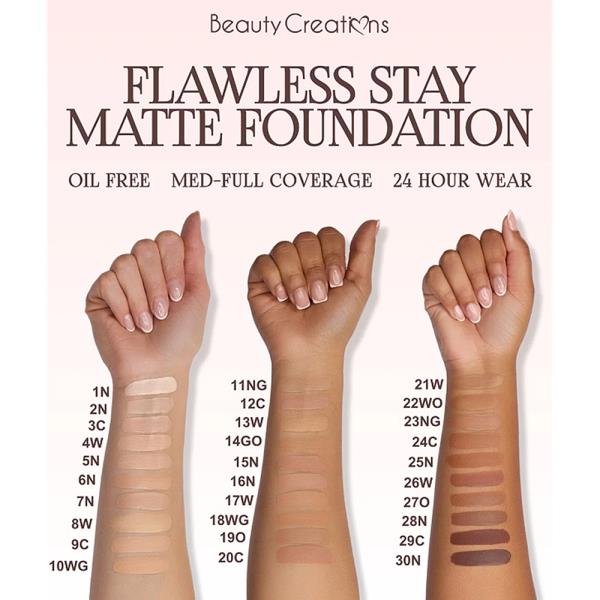 BEAUTY CREATIONS FLAWLESS STAY MATTE FOUNDATION (3 UNITS)