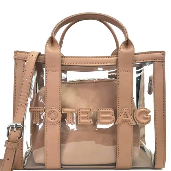 2IN1 CLEAR HANDLE TOTE BAG W ZIPPER POUCH SET