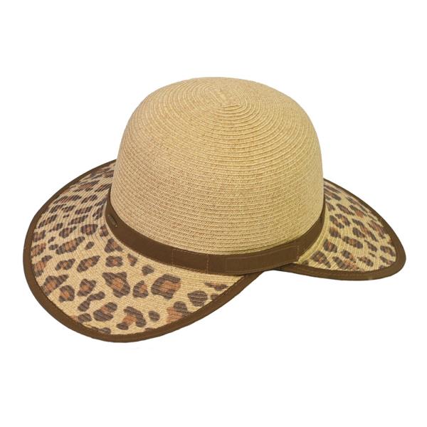 CC STRAW LEOPARD BRIM SUN HAT