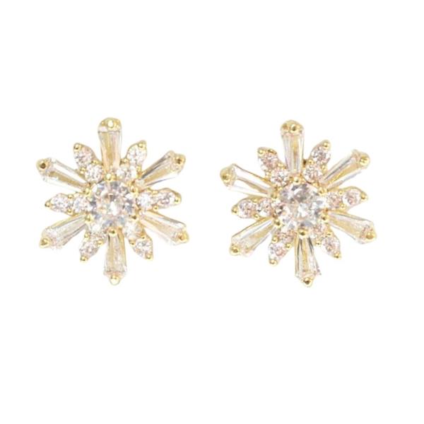 CZ 18K GOLD FILLED STARBURST POST EARRING