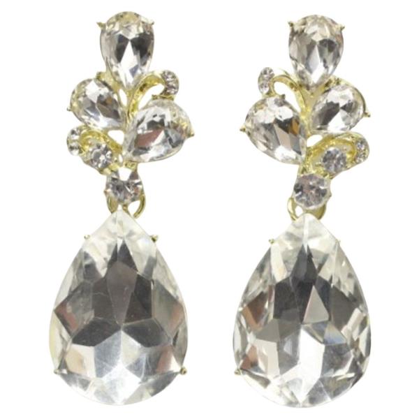 TEARDROP RHINESTONE DANGLE EARRING