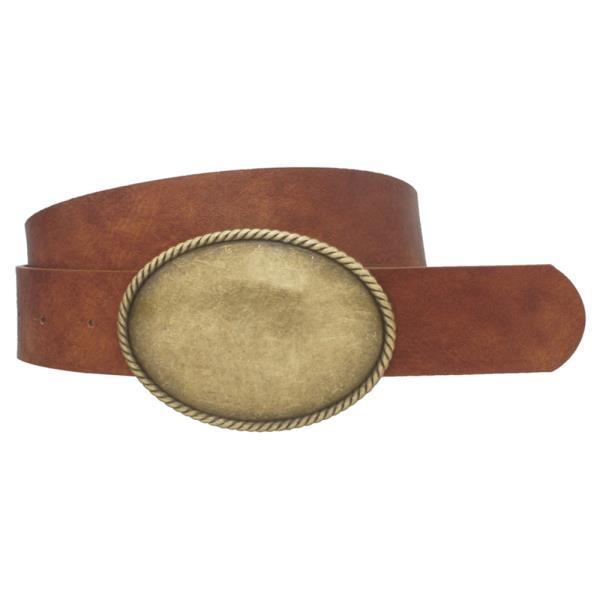 PLUS ROPE TRIMMED SIMPLE OVAL BUCKLE WESTERN BELT
