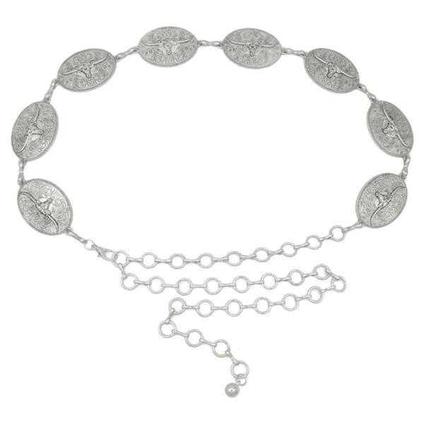 FLORAL LONGHORN CONCHO WESTERN CHAIN BELT