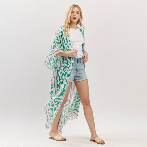 LEOPARD PRINT OPEN FRONT LONG KIMONO