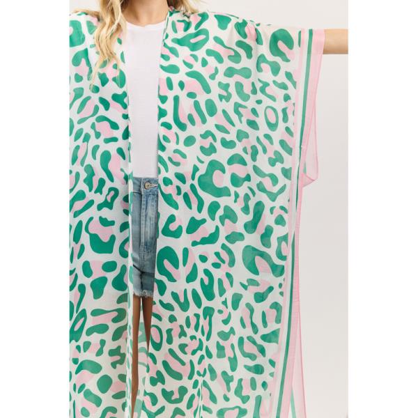 LEOPARD PRINT OPEN FRONT LONG KIMONO
