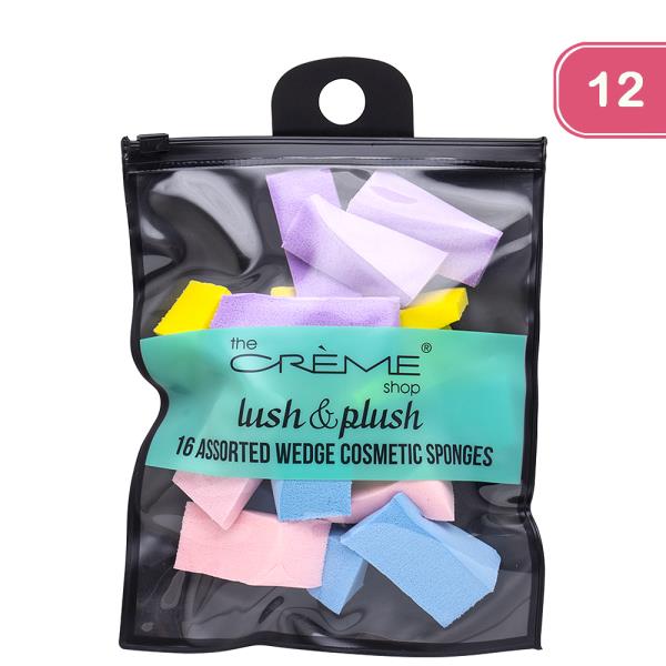 THE CREME SHOP LUSH AND PLUSH 16 ASSORTED WEDGE COSMETIC SPONGES (12 UNITS)
