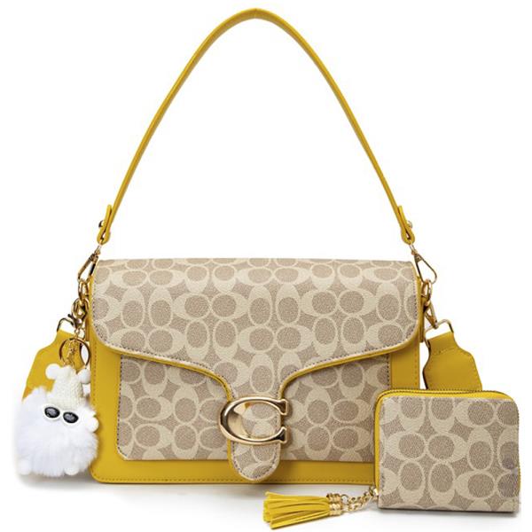 2IN1 OVAL PRINTED SHOULDER BAG W WALLET SET