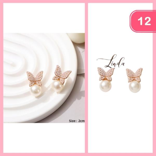 PEARL BUTTERFLY EARRING (12 UNITS)