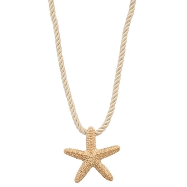 TEXTURED STARFISH PENDANT ROPE NECKLACE