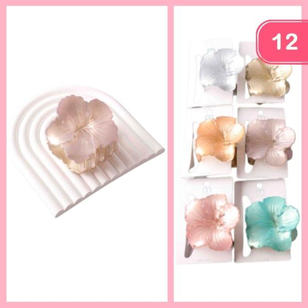 PEARLIZED HIBISCUS CLAW CLIP (12 UNITS)