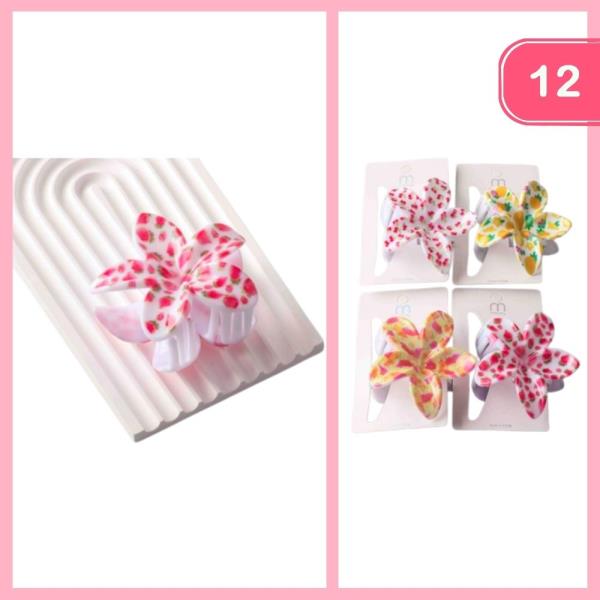 FRUIT PRINT PLUMERIA CLAW CLIP (12 UNITS)