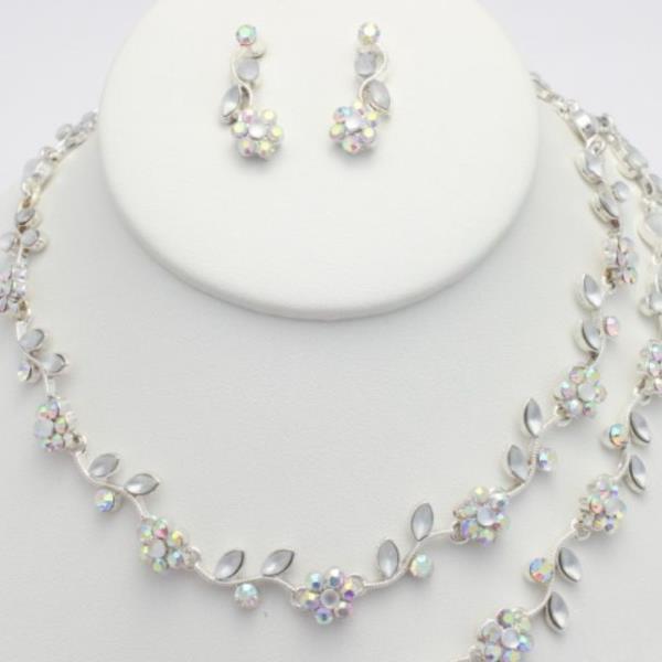 FLOWER LEAF PATTERN BRACELET NECKLACE SET