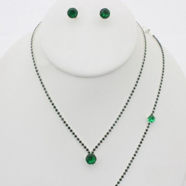ROUND CRYSTAL BRACELET NECKLACE SET
