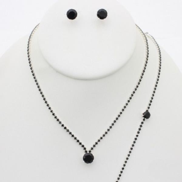ROUND CRYSTAL BRACELET NECKLACE SET