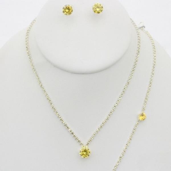 ROUND CRYSTAL BRACELET NECKLACE SET