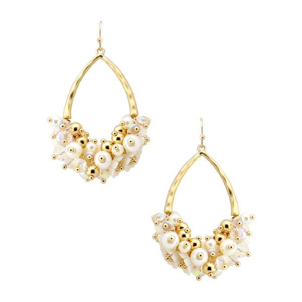 PEARL MULTI BEAD TEARDROP DANGLE EARRING