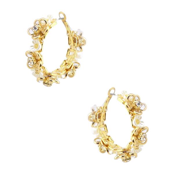 FLOWER EDGE HOOP METAL EARRING