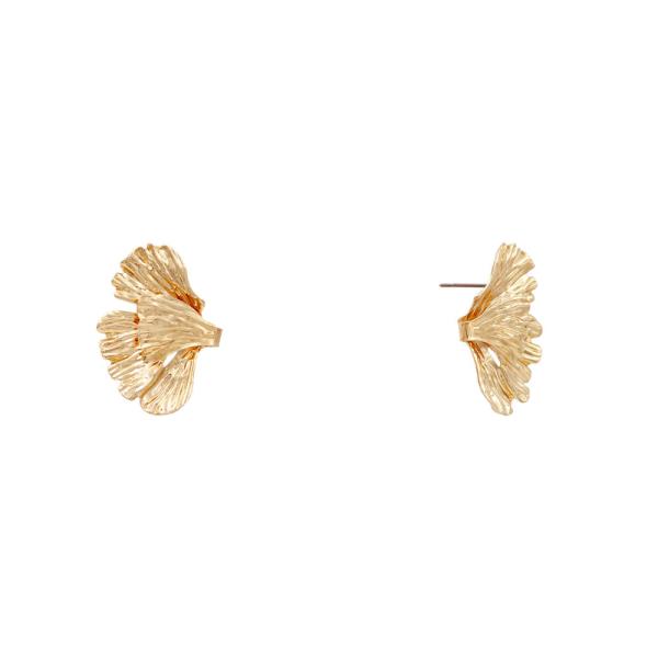 TEXTURED METAL FLOWER STATEMENT EARRING