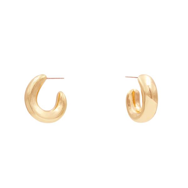 POLISHED METAL CHUNKY OPEN HOOP EARRING