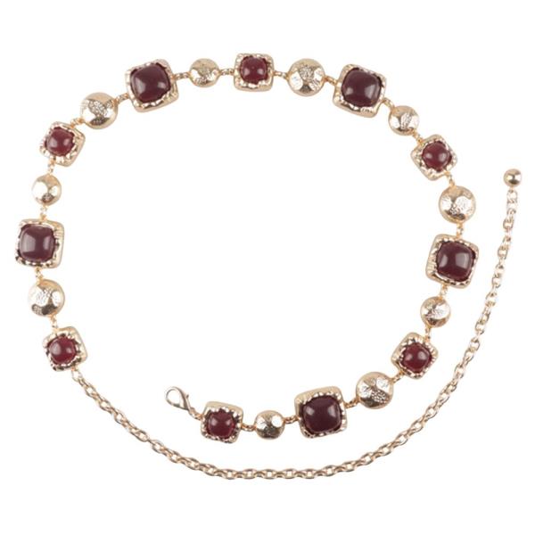 METAL COLOR STONE CHAIN BELT