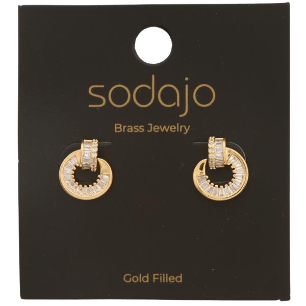 SODAJO GOLD FILLED BRASS RHINESTONE LINK STUD EARRING