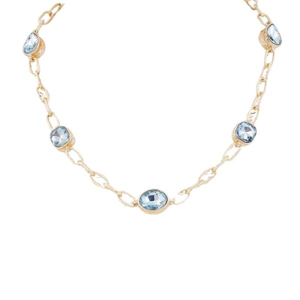 OVAL TEARDROP CRYSTAL STATION NECKLACE