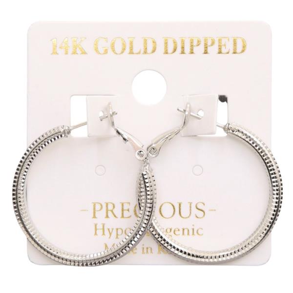 14K GOLD DIPPED TEXTURED HOOP EARRING