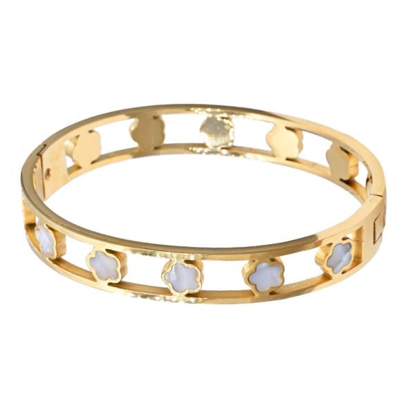 FLOWER PATTERN METAL BANGLE BRACELET