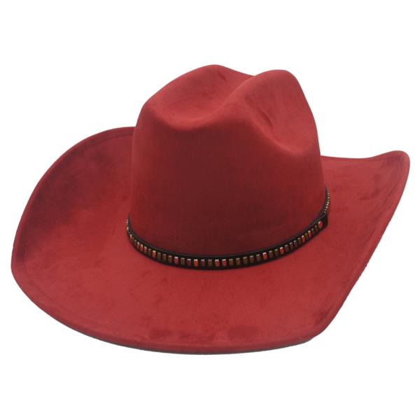 STUD BANDED MICROSUEDE COWBOY HAT