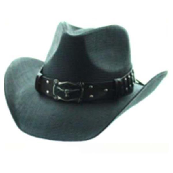 TEXTURE LEATHER BUCKLE ACCENT WESTERN STYLE COWBOY HAT