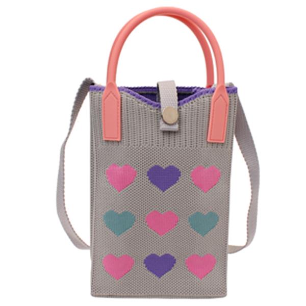 KNITTED HEART TOTE CROSS BODY BAG