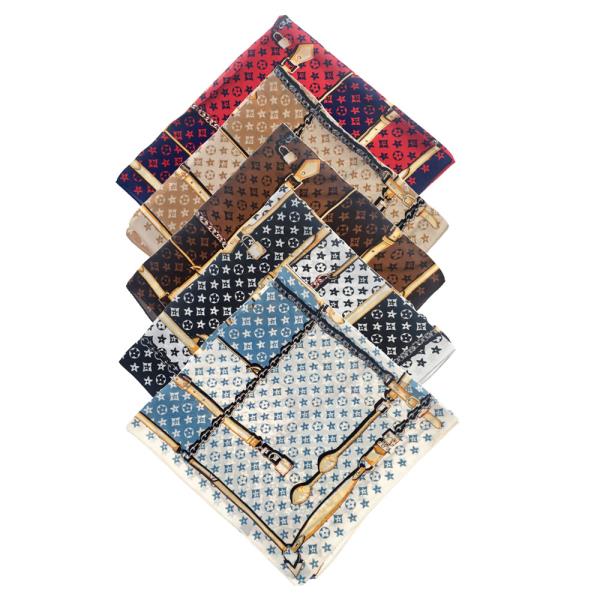 FLOWER PATTERN SILKY BANDANA SQUARE SCARF