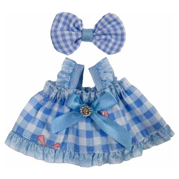 MINI DOLL BOW PLAID DRESS OUTFIT SET