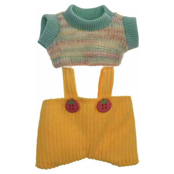 MINI DOLL SHORT OVERALLS W/ KNIT TOP OUTFIT SET
