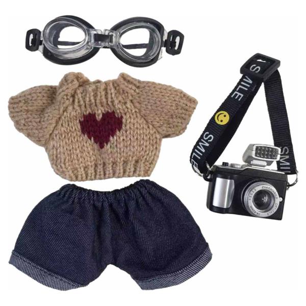 MINI DOLL GOGGLE HEART KNIT SWEATER CAMERA BAG OUTFIT SET