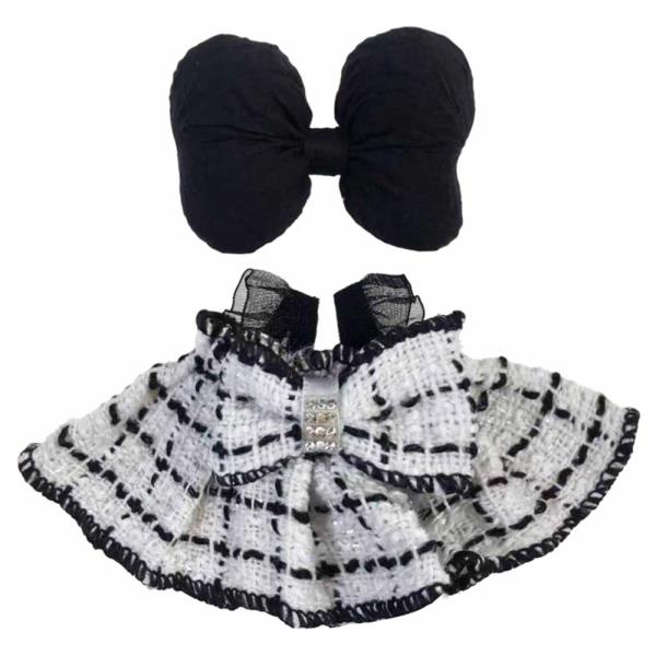 MINI DOLL TWEED DRESS BOW HAIR CLIP OUTFIT SET