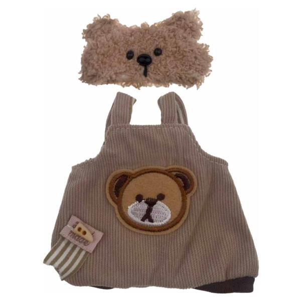 MINI DOLL TEDDY BEAR OVERALL OUTFIT SET W/BEAR HAT