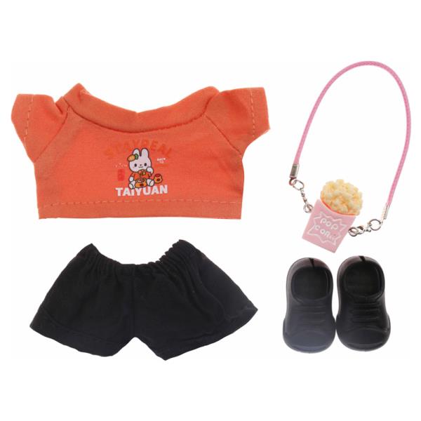 MINI DOLL GRAPHIC TEE BLACK SHORTS POPCORN SHOES OUTFIT SET